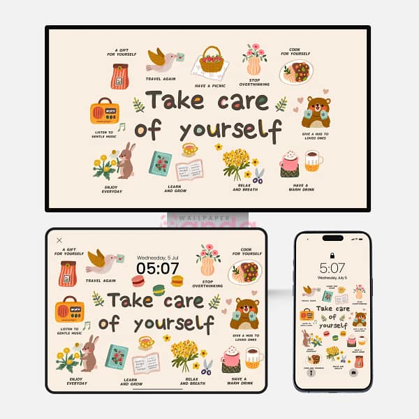 Self-Care Wellness Checklist 3-in-1 Wallpapers