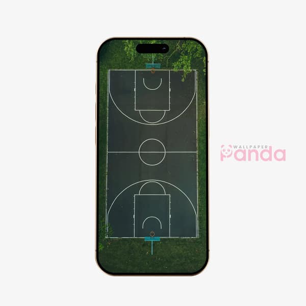 Aerial Basketball Court Hardwood Arena Phone Wallpaper