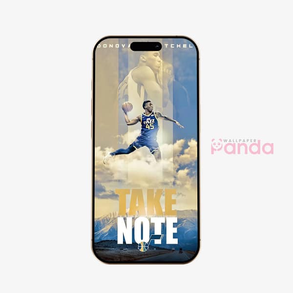 Donovan Mitchell Action Leap Basketball Phone Wallpaper