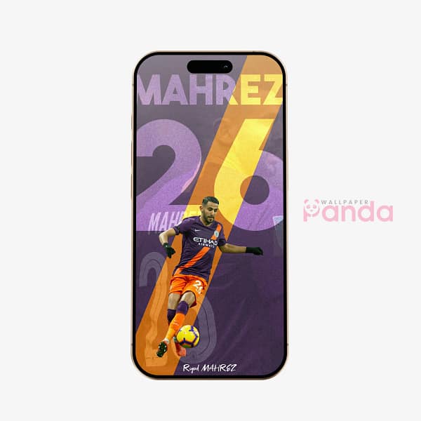 Riyad Mahrez Skillful Control Football Phone Wallpaper