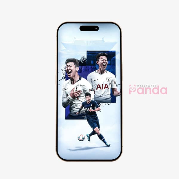 Son Heung-min Dynamic Team Play Football Phone Wallpaper