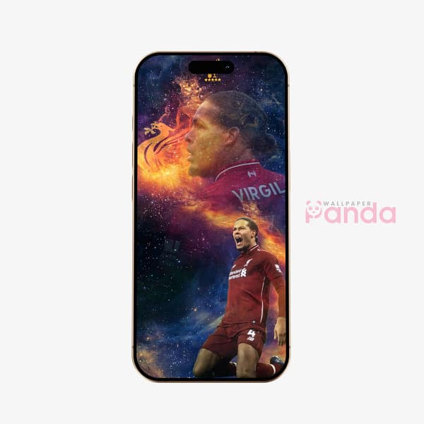 Virgil van Dijk Aerial Power Football Phone Wallpaper