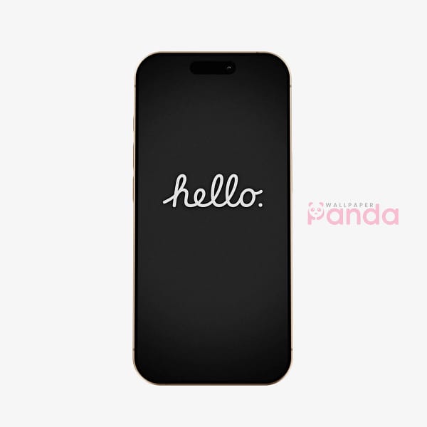 Minimalist White Hello Text Black Background Mobile Wallpaper