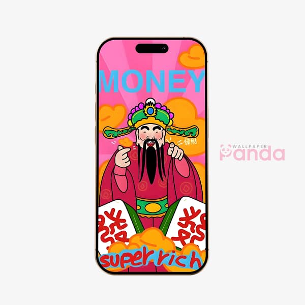 Chinese Mahjong Emperor Cartoon Mobile Wallpaper