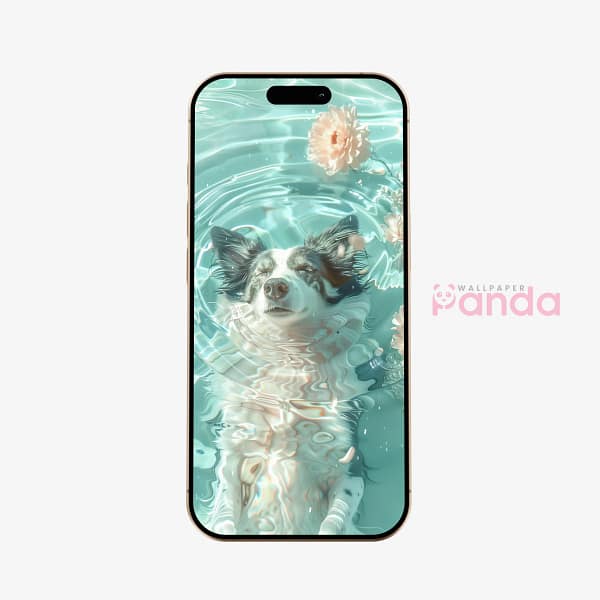 Floral Water Splash Dog Serenity Mobile Wallpaper