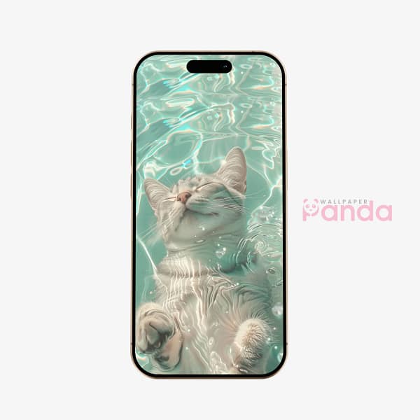 Serene Swimming Cat Mobile Wallpaper