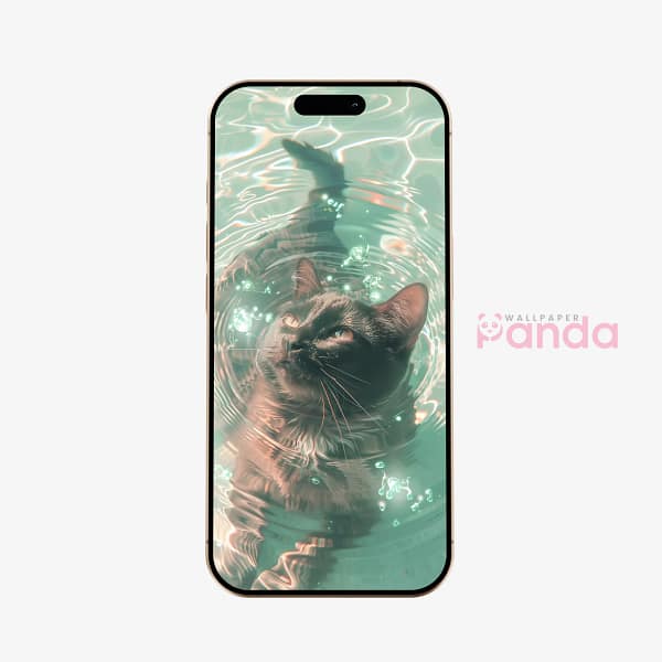Swimming Cat Serenity Mobile Wallpaper