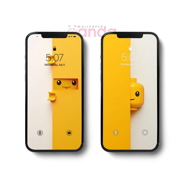 Simple Yellow LEGO Portal Smiling Phone Wallpaper